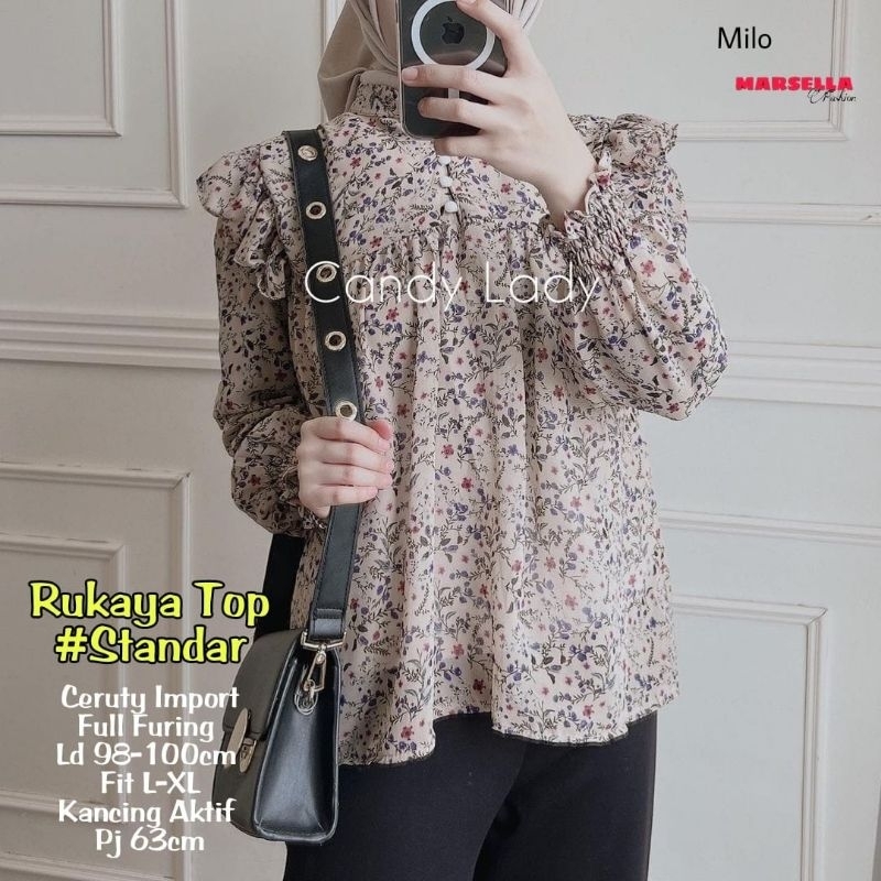 atasan wanita ceruty motif rukaya top