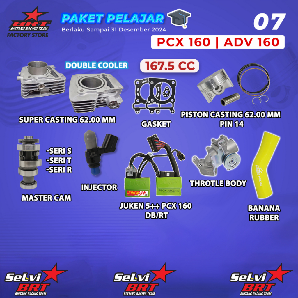 PAKET BORE UP BRT BLOK SET PISTON BRT THROTTLE BODY TB & VELOCITY INJEKTOR BELT ECU 5++ DUALBAND RAC
