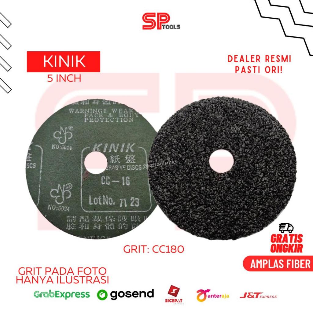 AMPLAS FIBER / MATA GERINDA GURINDA AMPLAS ABRASIVE DISC 5" 5 INCH CC 180 / CC180 / #180 KINIK