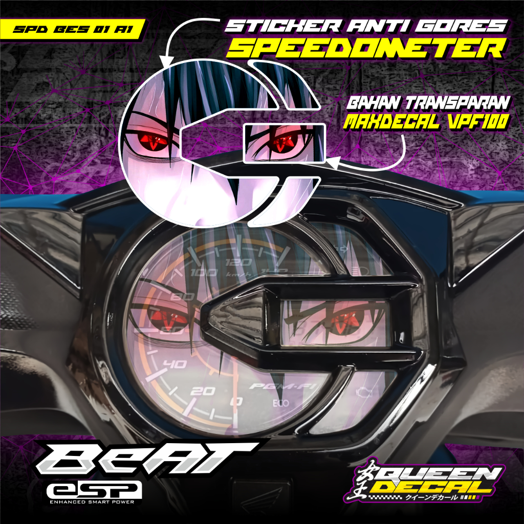 Stiker Speedometer Transparan Beat ESP 2016-2019 Aksesoris Motor Karakter Anime Naruto - SPD-BES