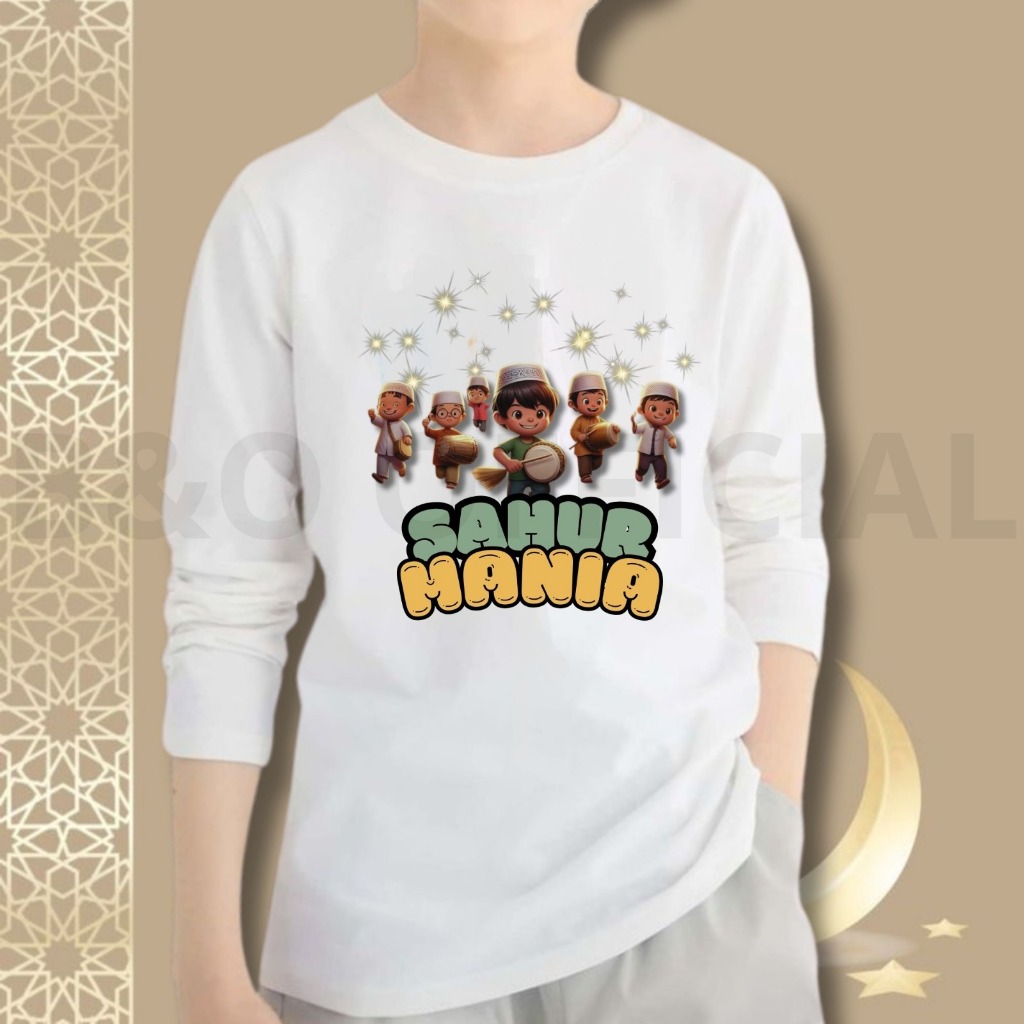 B&O Baju Kaos Anak Lengan Panjang Edisi Gambar Sahur Mania Baju Kaos Anak Murah