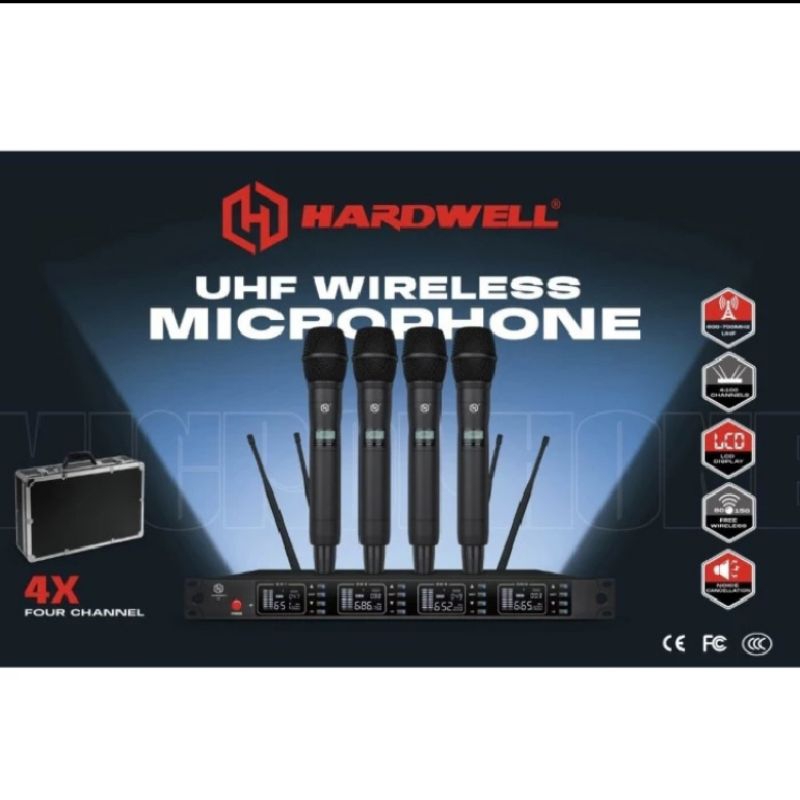 Mic wireless Hardwell 4X original 4mic handheld free koper