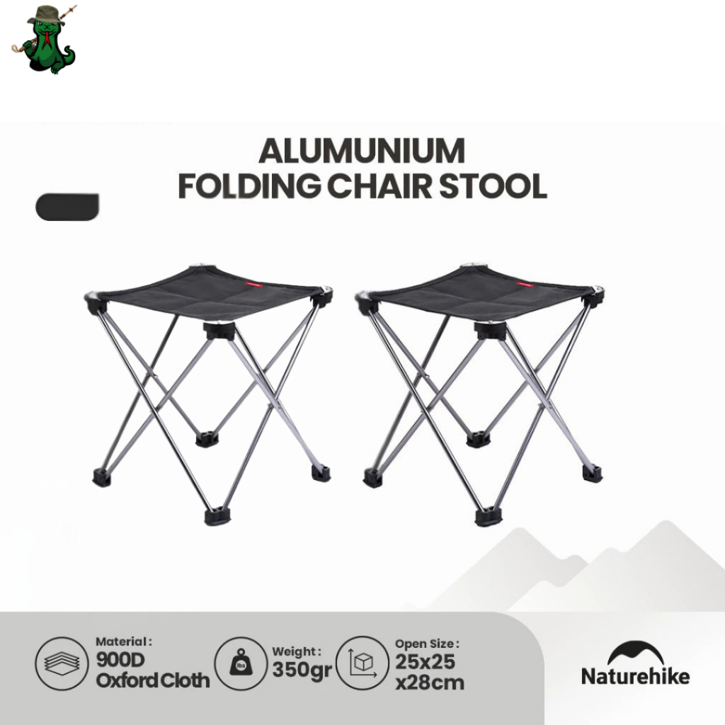 Naturehike Kursi Lipat Camping Kecil NH20JJ019 Alumunium Folding Chair Stool