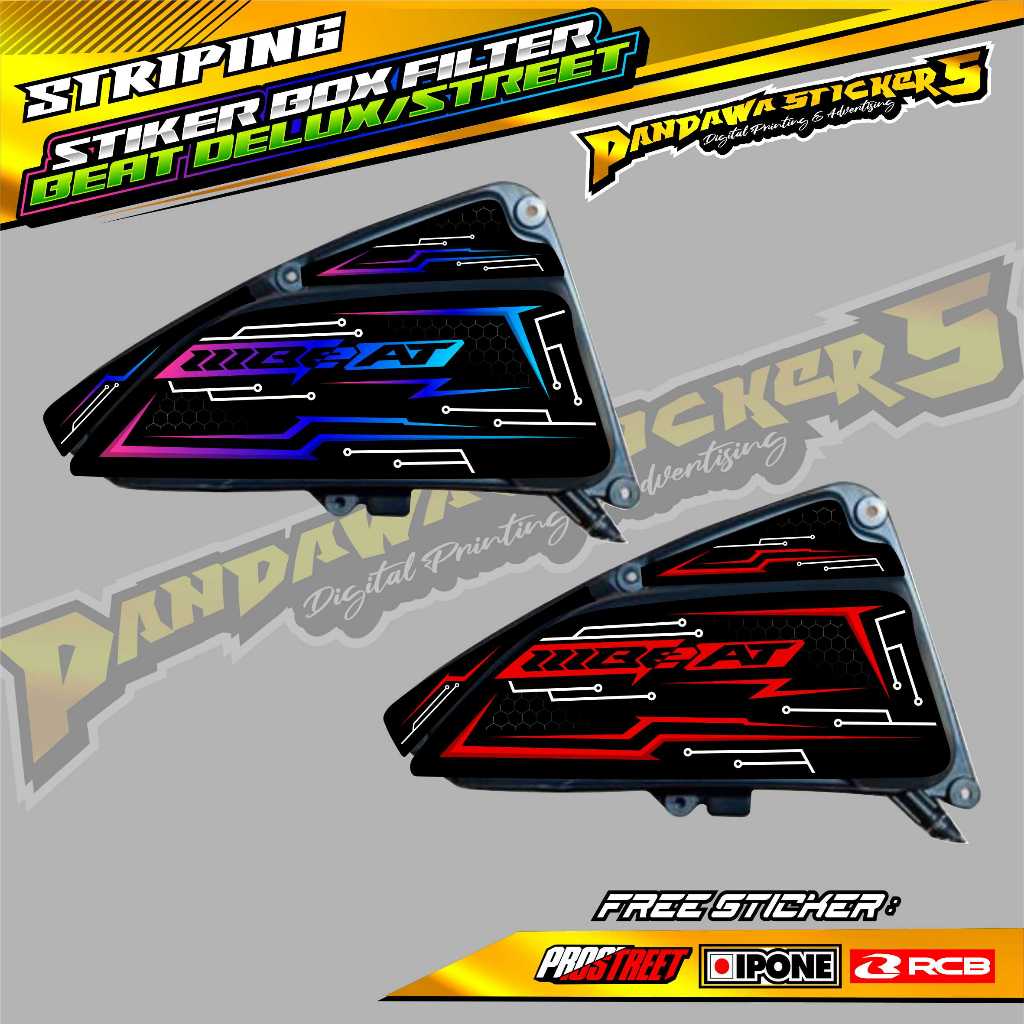 STICKER BOX FILTER BEAT DELUXE - STREET / STRIPING PELINDUNG BOX FILTER BEAT DELUXE - BEAT STREET