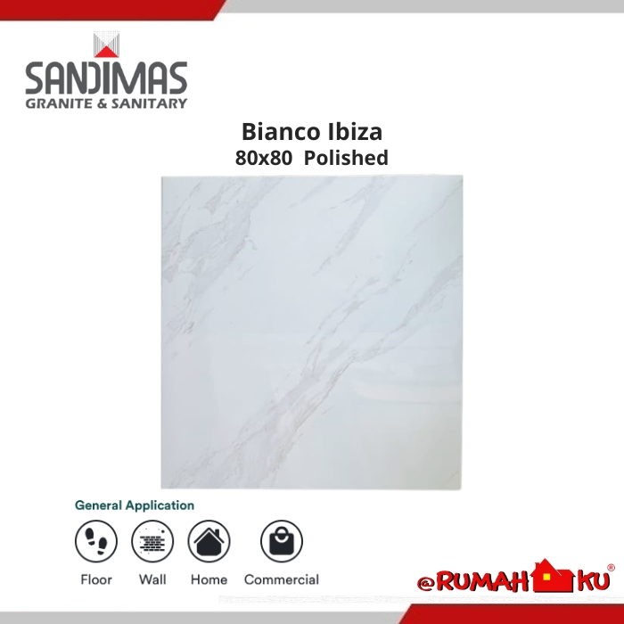 SANDIMAS LANTAI GRANIT BIANCO IBIZA 80X80 1dus isi 3pcs =1,92m2 polished