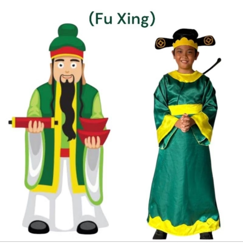 Kostum Cosplay Dewa Keberuntungan Fu Xing Fu Lu Shou Sanxing Anak Dewasa