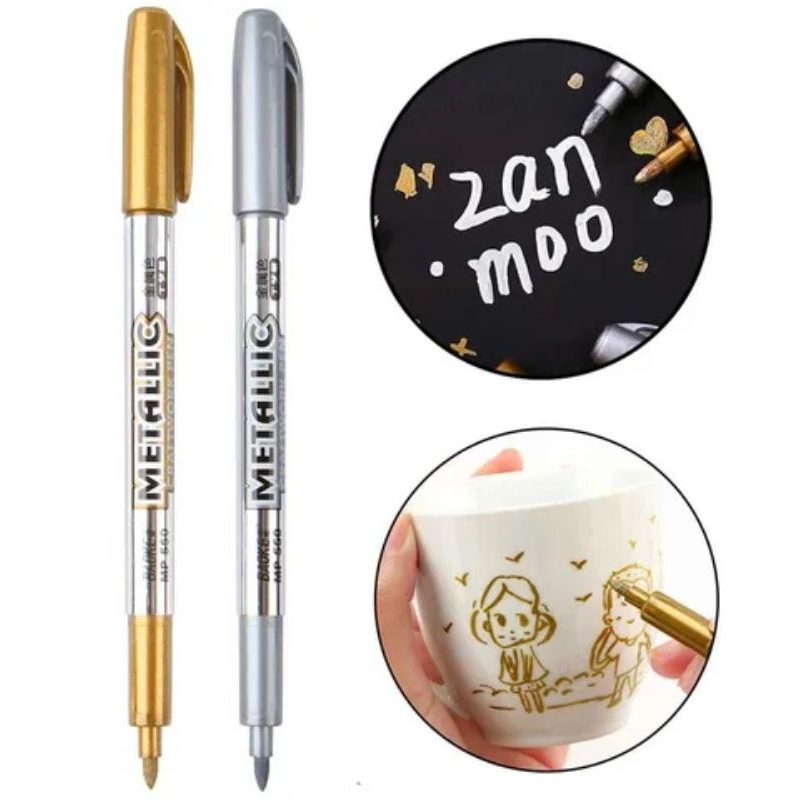 

Spidol Warna / Tinta Metalik Emas / Perak / Metallic Craftwork / Scrapbook Pen / Paint Marker Gold / Silver