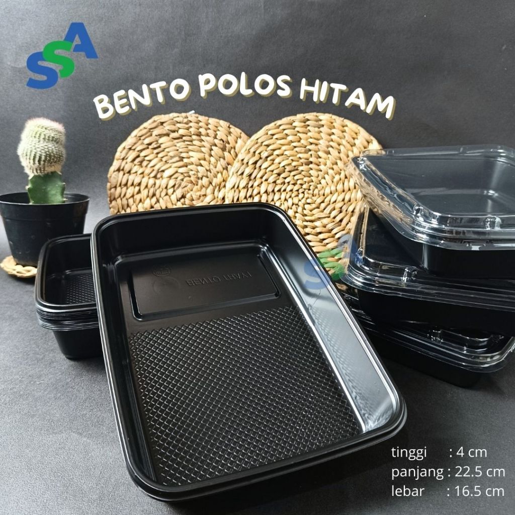 BENTO POLOS HITAM / BOX BENTO / KOTAK MAKANAN BENTO