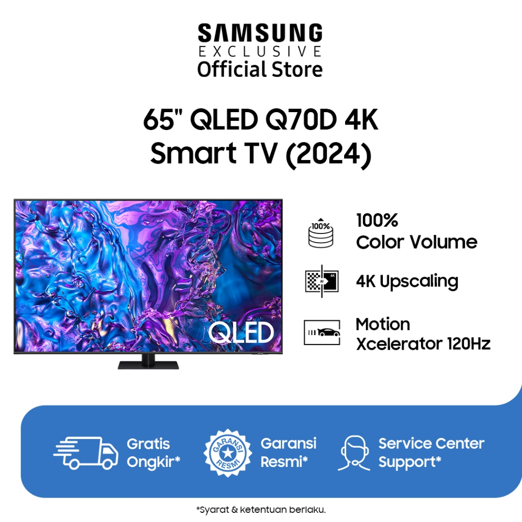 Samsung 65" QLED 4K Q70D Smart TV | 100% Color Volume Quantum Dot | 4K AI Upscaling | QA65Q70DAKXXD