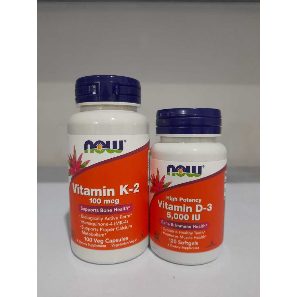 Vitamin Now D3K2 D-3 5000 IU Isi 120 Softgel dan K2 100 mcg isi 100 Veg Kapsul