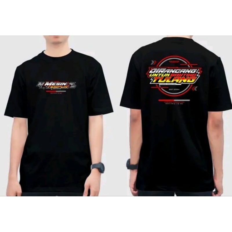 KAOS  MESIN TEMPUR - DIRANCANG  BANTING TULANG | BAJU RIDER TOURING HITAM KEREN