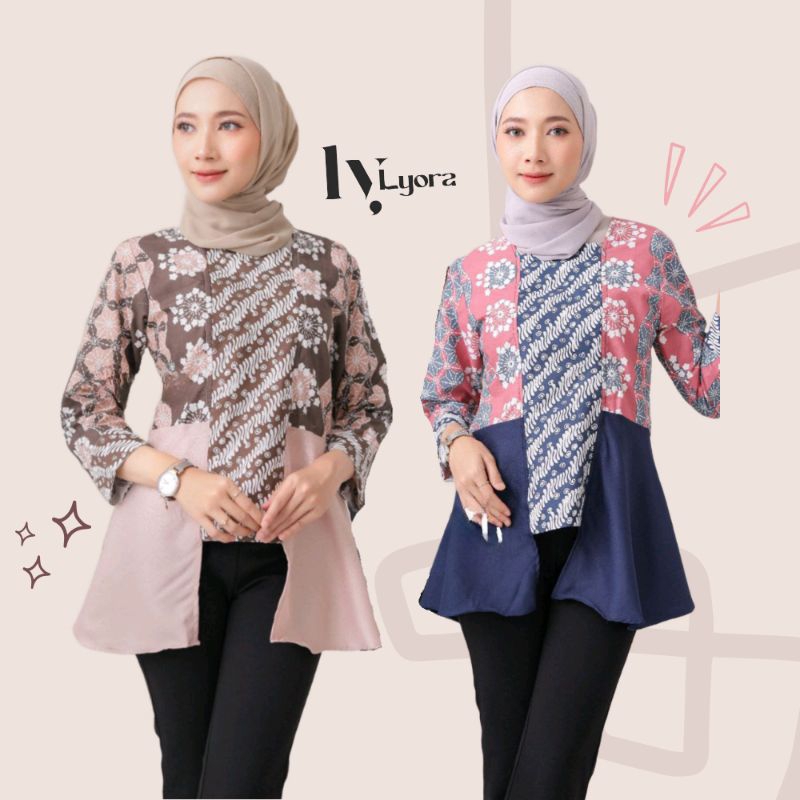 LYORA Atasan batik Wanita kombinasi baju model kutubaru Jasmine