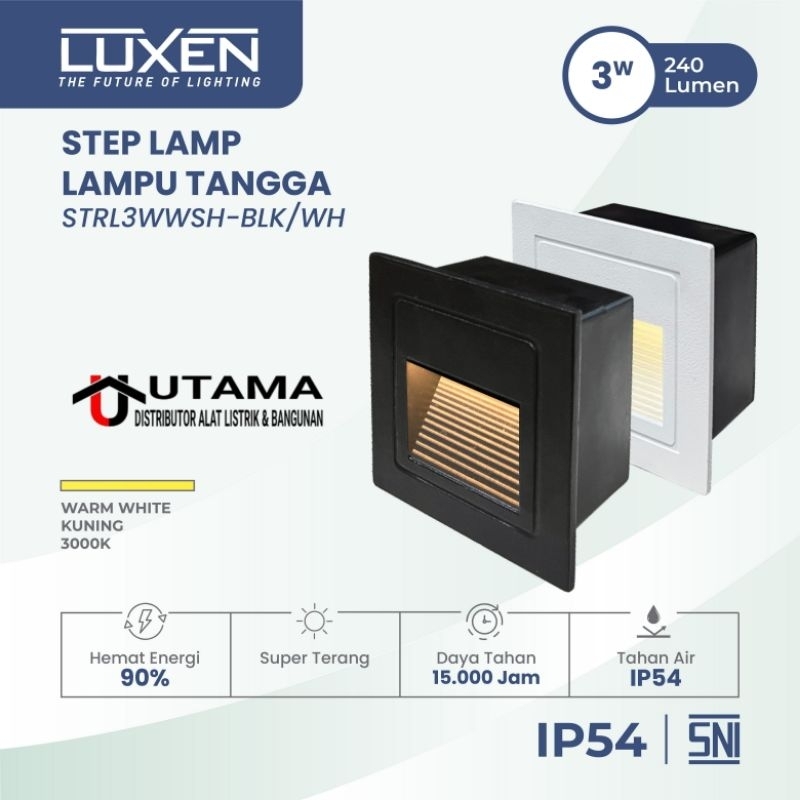 LUXEN step lamp alumunium ( lampu tangga) daya 3 watt warm white