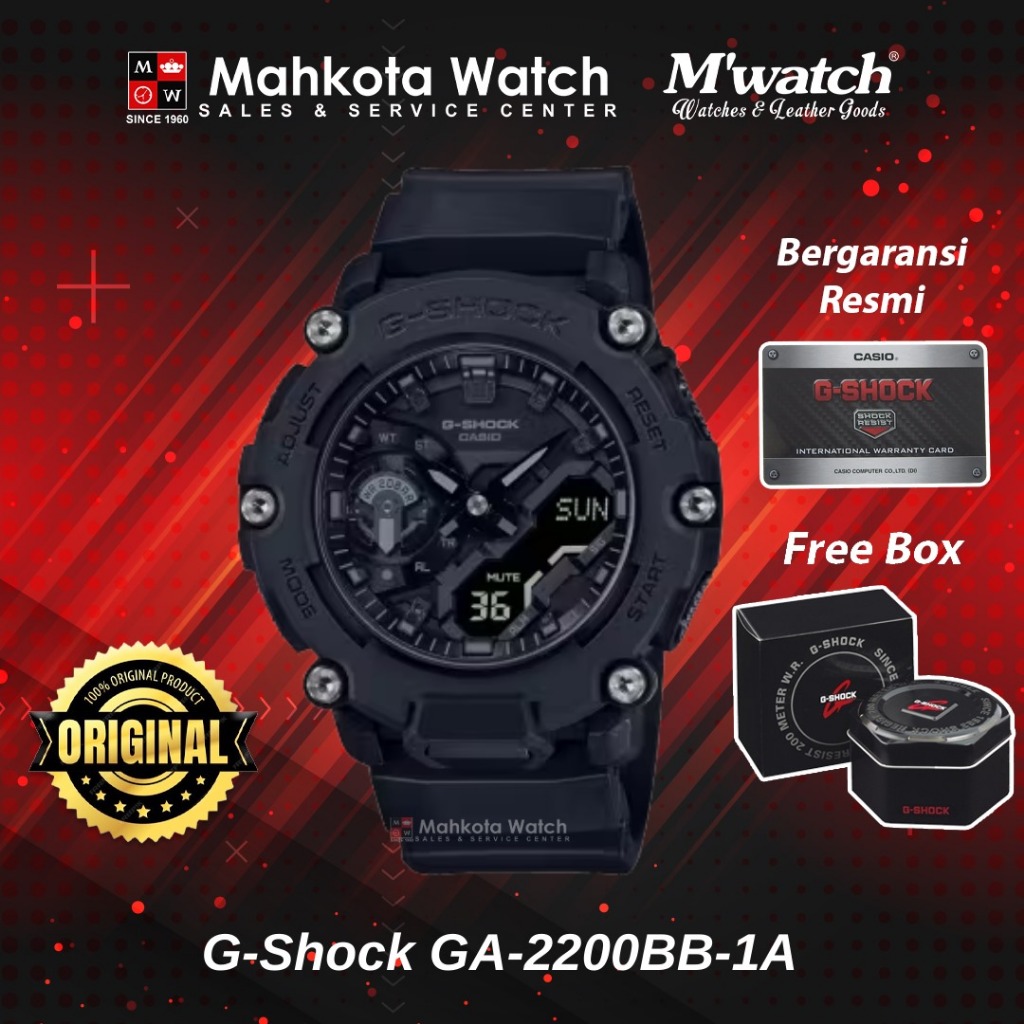 JAM TANGAN PRIA G-SHOCK GA-2200BB-1ADR ORIGINAL