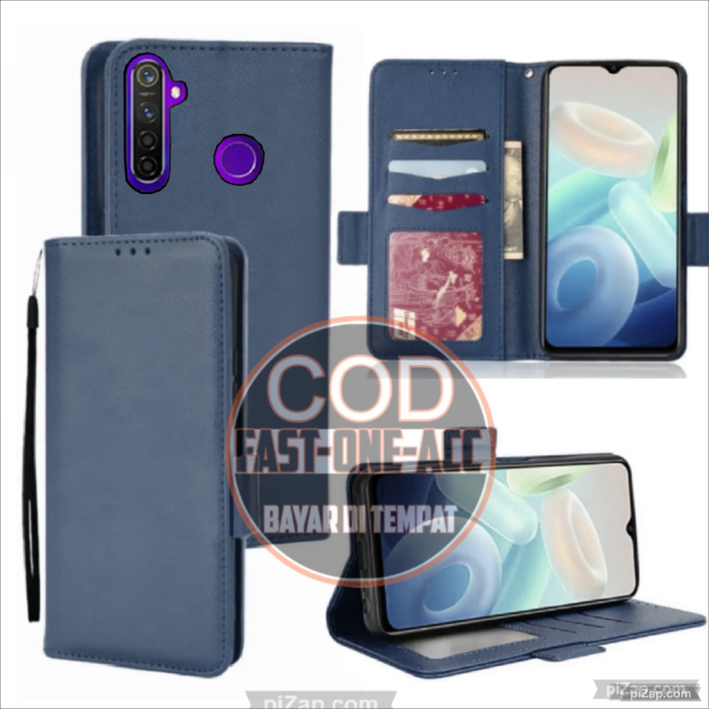 CASE HP REALME 5 PRO- CASING DOMPET - FLIP COVER LEATHER- SARUNG HP