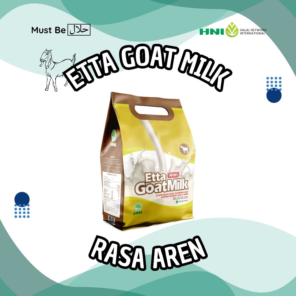 

Etta Goat Milk Aren HNI - EGM rasa Aren - Susu Kambing Ettawa Aren - 1 Pouch (10 Sachet)