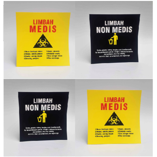 Stiker Vinyl Limbah Medis, Sticker Tempat Sampah, Sampah Medis, Sampah Non Medis
