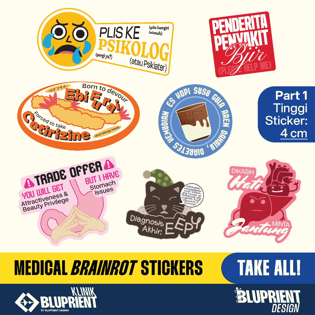

TAKE ALL BUNDLE! - Medical Brainrot Sticker Part 1 - Klinik Bluprient - Sticker Diecut