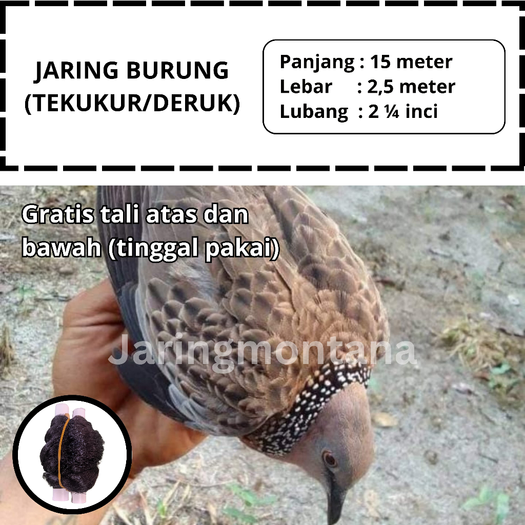 JARING TEKUKUR WARNA HITAM GACOR JARING DERKUKU LUBANG 2 JARI PANJANG 15 METER SIAP PAKAI