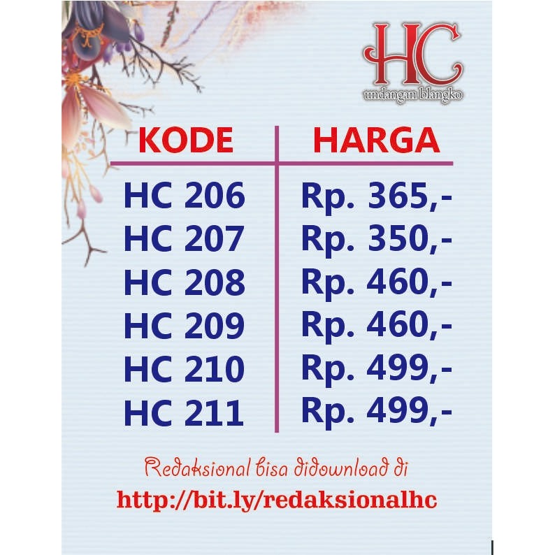 KATALOG BLANGKO UNDANGAN HC 206-211