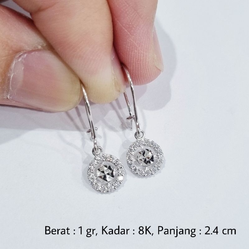 Anting Kawat Emas Putih Bulat UBS Kadar 8K - B11 / 1 gr
