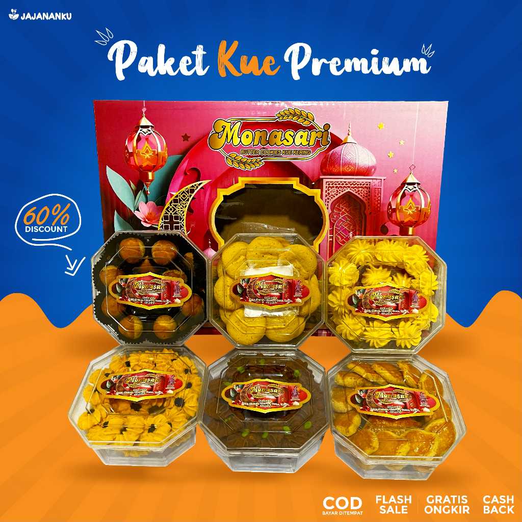 

Paket Kue Lebaran Monasari Segi 8 Isi 6 Nastar Coklat Putri Salju Hampers Parcel Jajananku 10