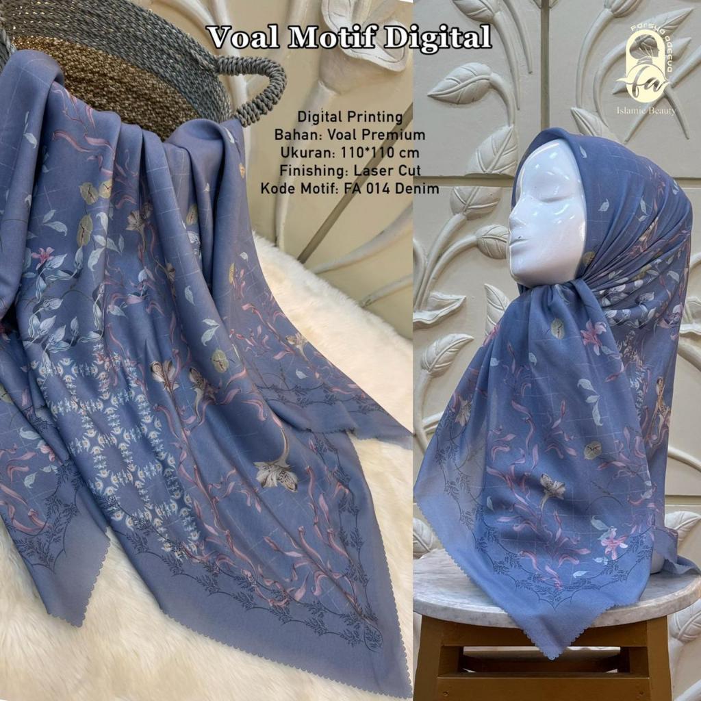 Hijab Voal Motif Digital Ori Farsya Adeeva || Jilbab Segi Empat 110 x 110 Cm  Voal Premium LC