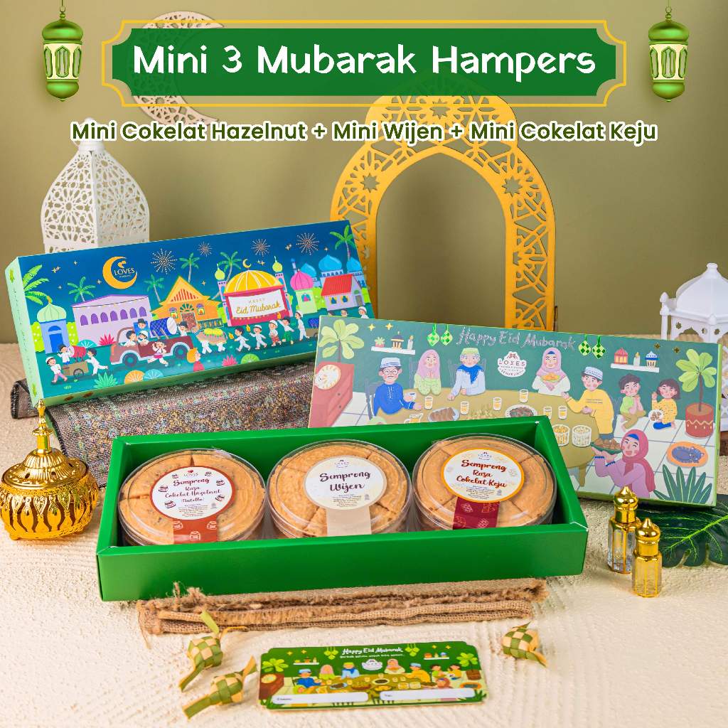 

Loves Semprong / Hampers Lebaran Idul Fitri / Hampers Ramadhan - Mini 3 Mubarak Hampers Isi Mini Cokelat Hazelnut + Mini Wijen + Mini Cokelat Keju