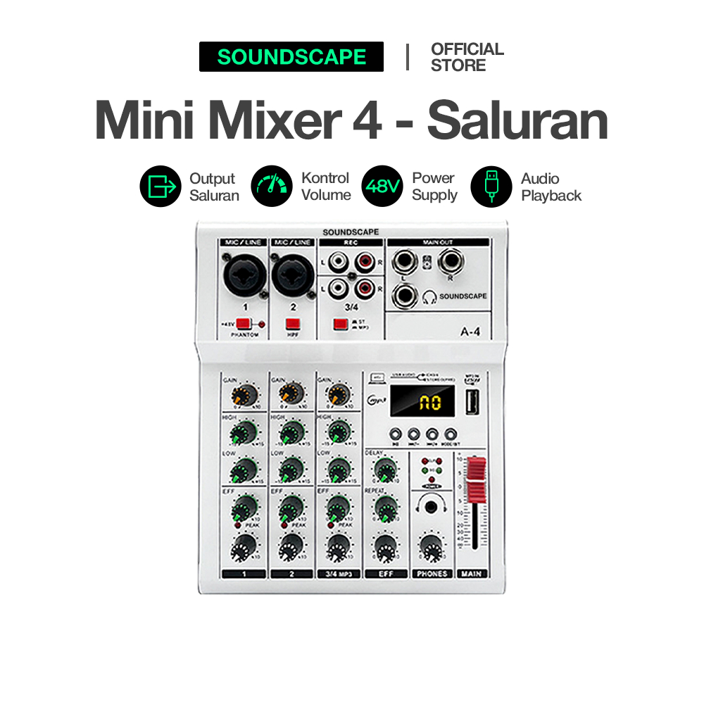 Soundscape bonkyo  COD  Pm4 Mixer Sound Audio System Bluetooth Dsp USB 4 Channel Mini Audio Interfac