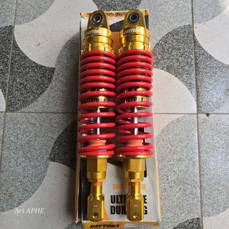 shock DAYTONA SR BILLET gold red NMAX AEROX ADJUSTABLE LENGTH 305mm - 330mm shockbreaker belakang PR