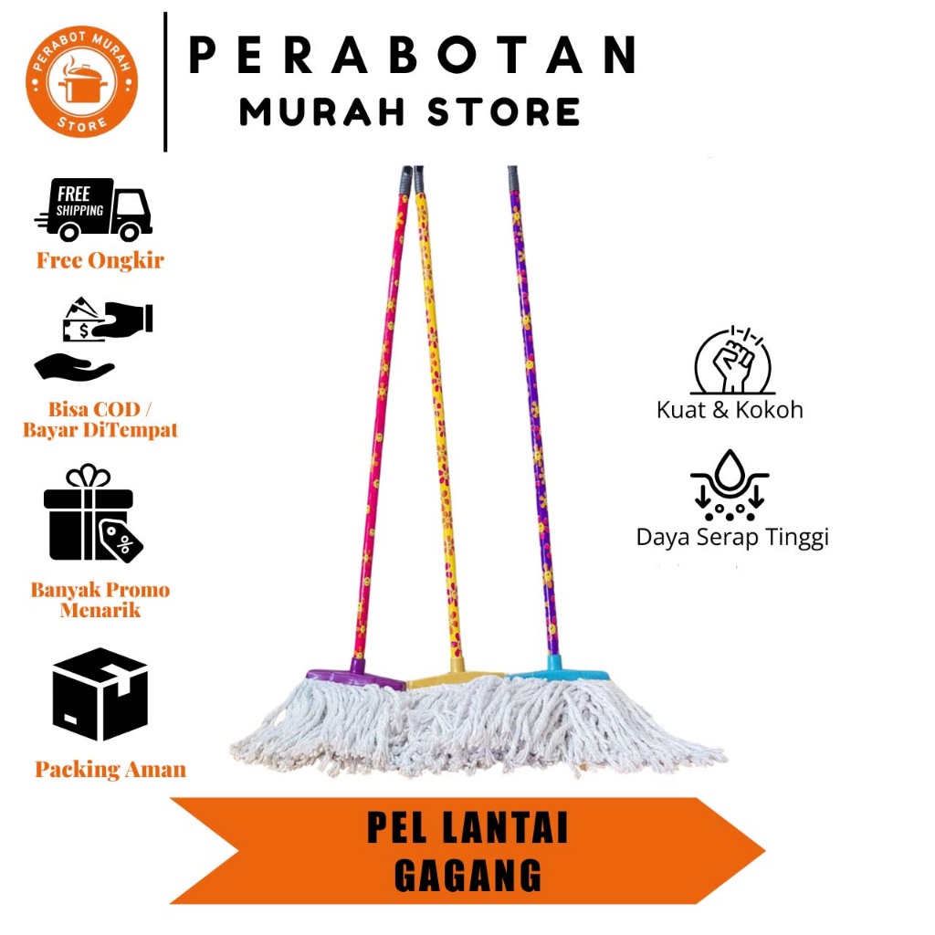 PM - BECLEAN Alat Pel Lantai Peras Microfiber Praktis Gagang Kokoh All Type / Pel Sumbu Gagang Besi 
