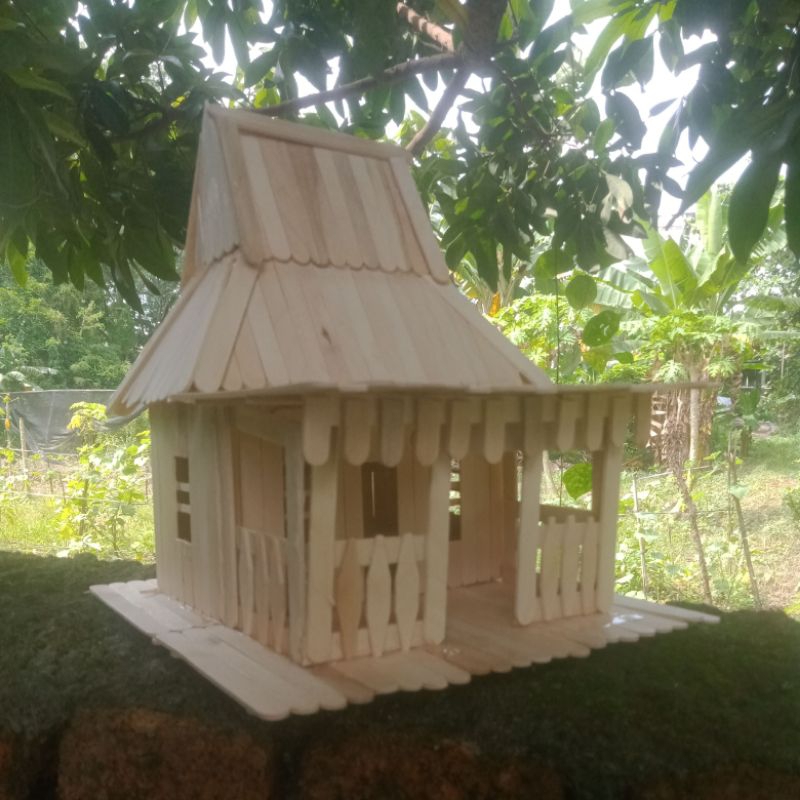 miniatur rumah Betawi jakarta dari stik es krim