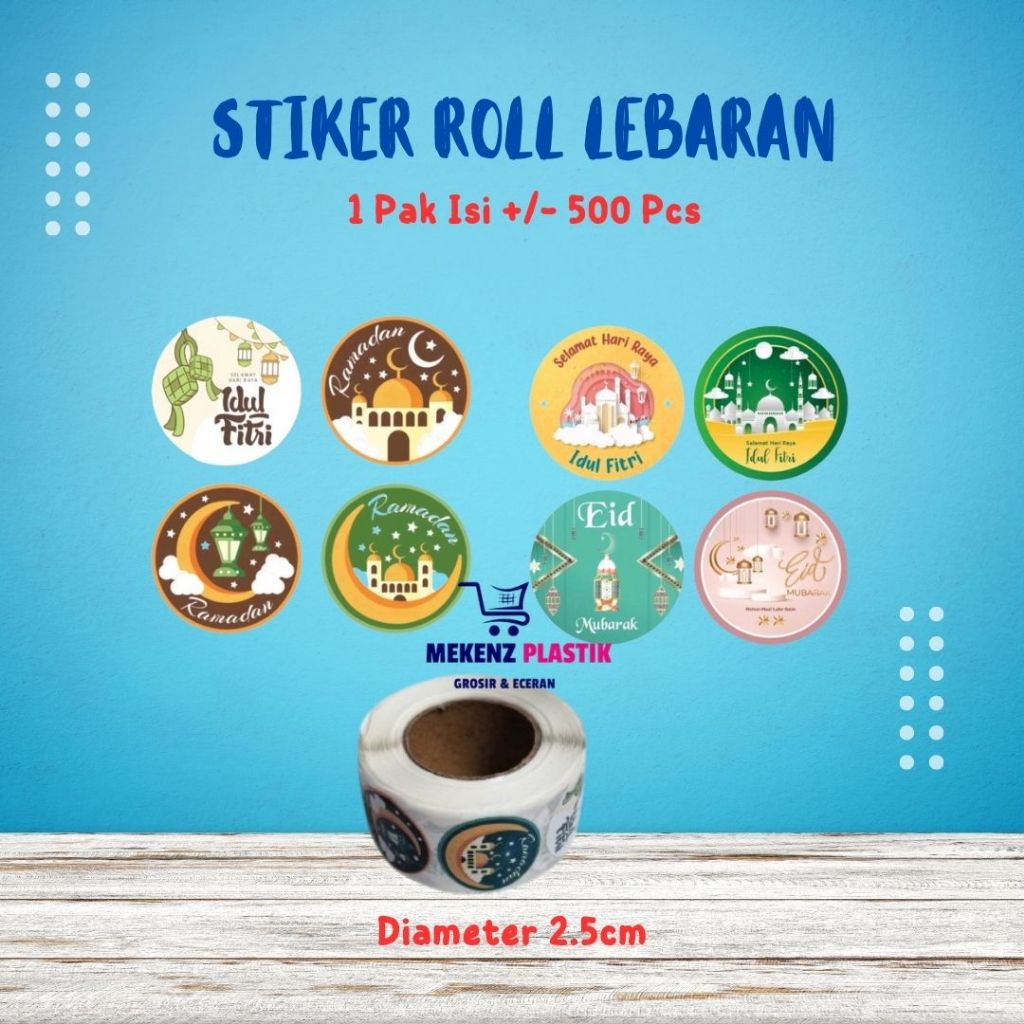 

Stiker Roll Selamat Lebaran Hari Raya Idul Fitri l Sticker Bulat Toples Kado Makanan Kue