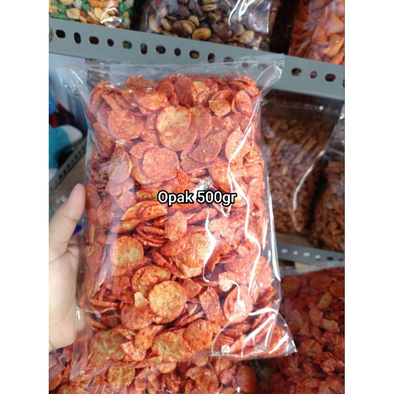 Cemilan Opak Jaipong Balado 500gram /Aneka snack kendari