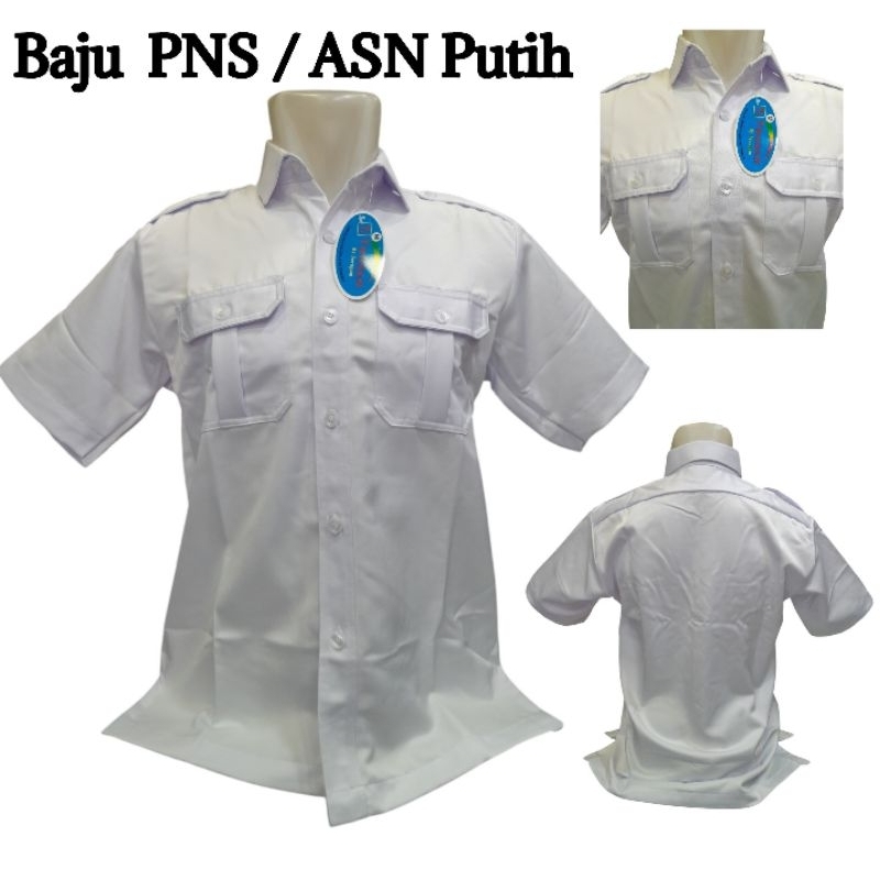 Baju Putih PNS ASN lengan pendek  Atasan Kemeja Kerja Pria Seragam Baju Dinas  Putih Pria