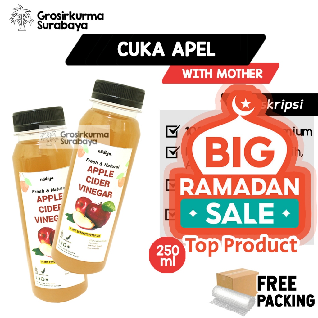 

CUKA APEL PREMIUM 250ml Apple Cider Vinegar With The Mother Organik Untuk Diet Detox Sehat Herbal