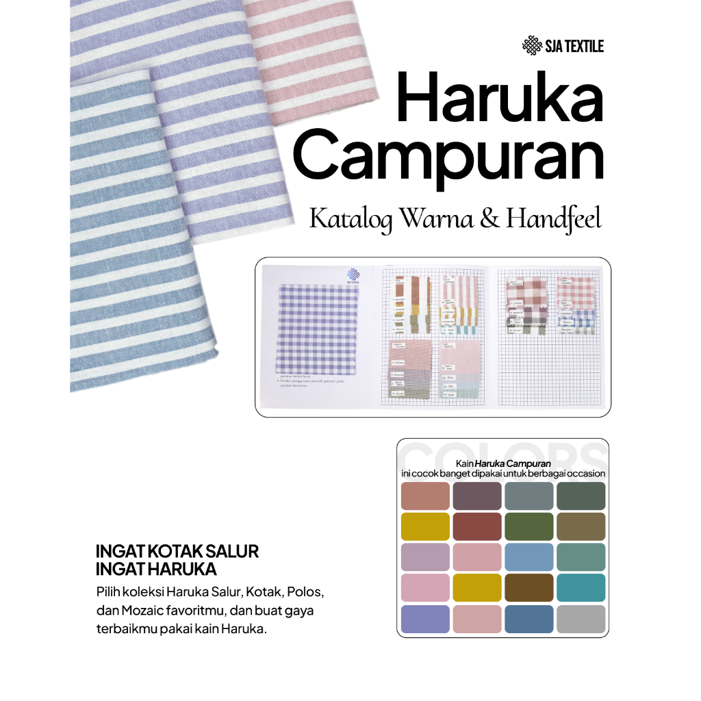 Katalog Kain Haruka Campuran by SJA Textile/ Catalog Kain Haruka Catalogue Handfeel dan Warna Cotton