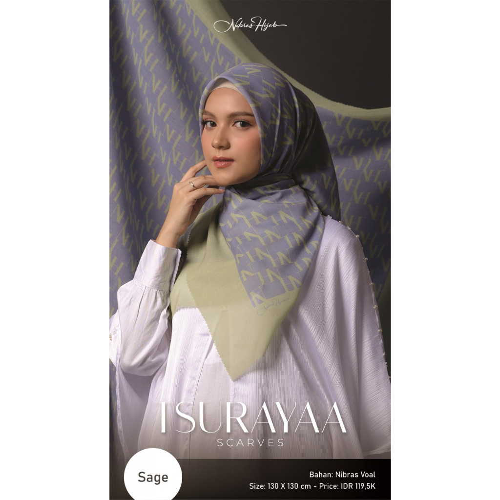 Hijab Segiempat TSURAYA SCARVES Nibras Fashion Kerudung Wanita Syar'i