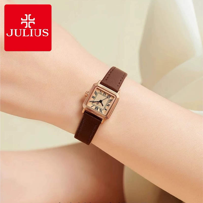 Jam Tangan Wanita Kotak Klasik Kulit Korea
