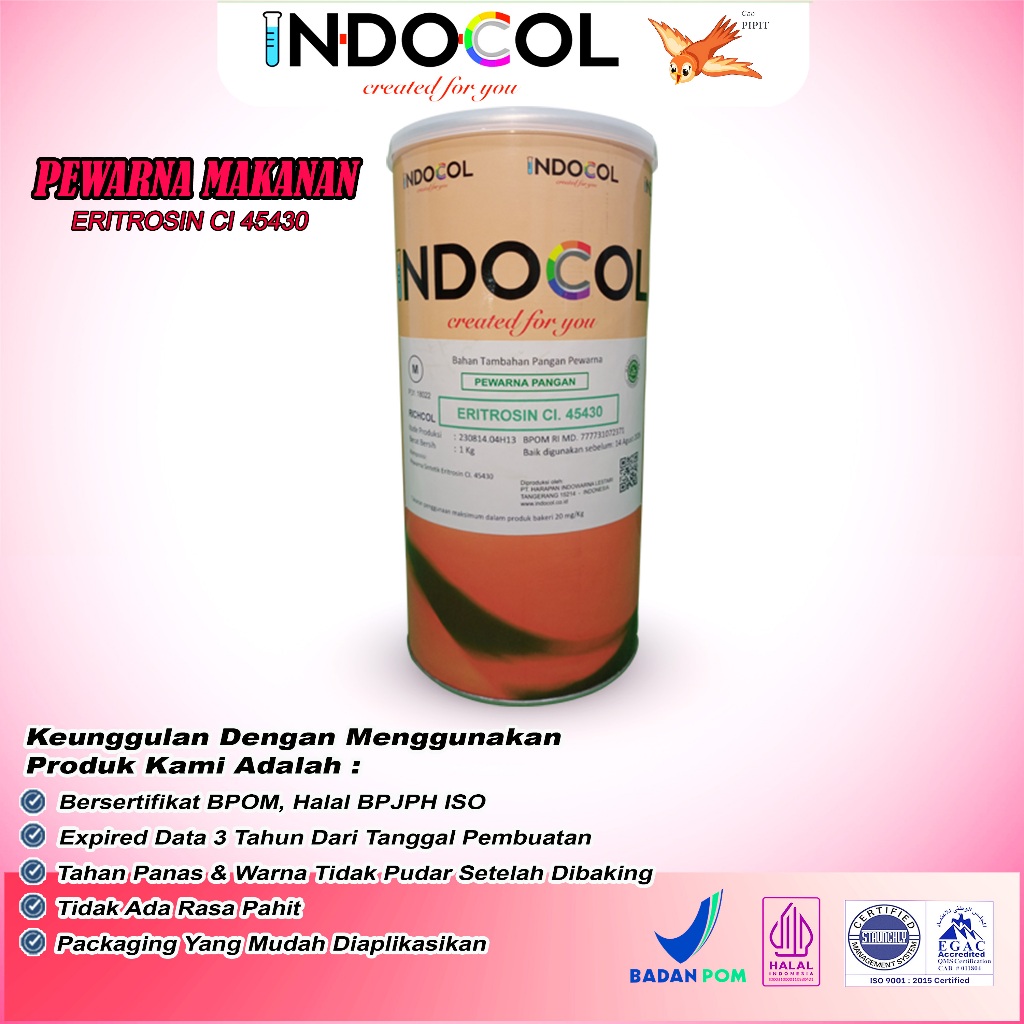 

Pewarna Makanan INDOCOL ERITROSIN CI-45430 (500gram - 1kg)