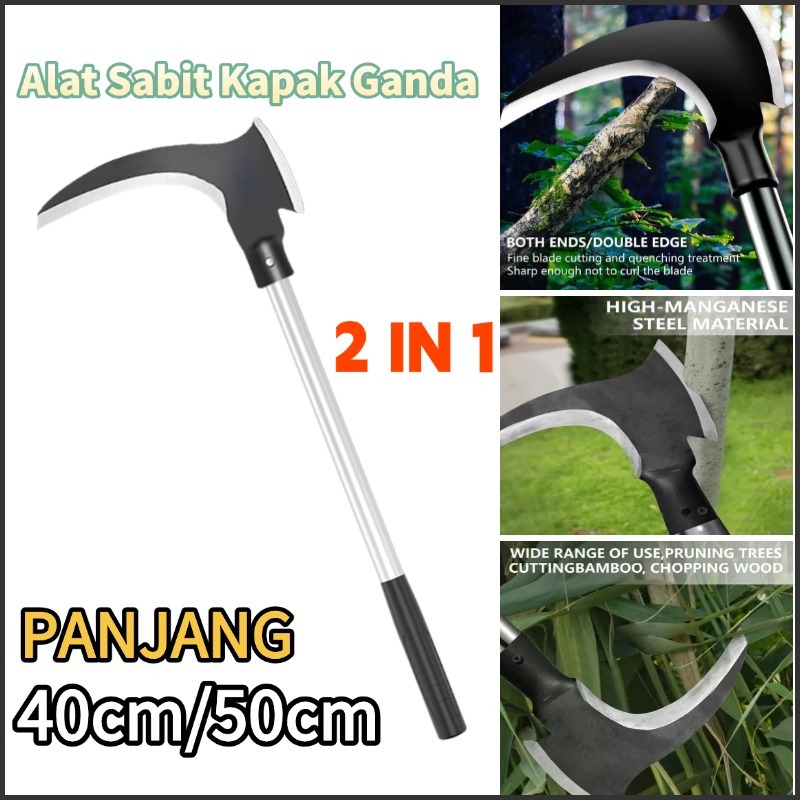 Ukuran  besar Alat Sabit Kapak Ganda Baja/Sabit Ranting Pohon/ Sabit Rumput/ Padi Pembelah Bambu Pem