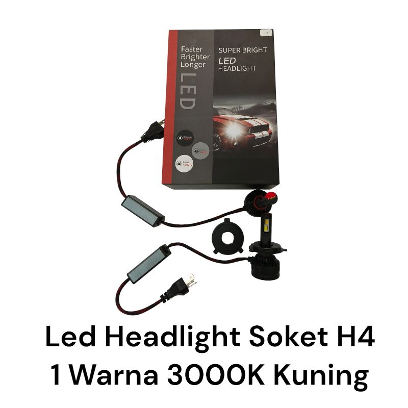 Led Headlight Soket H4 3000K Kuning 40Watt 1Warna Superbright