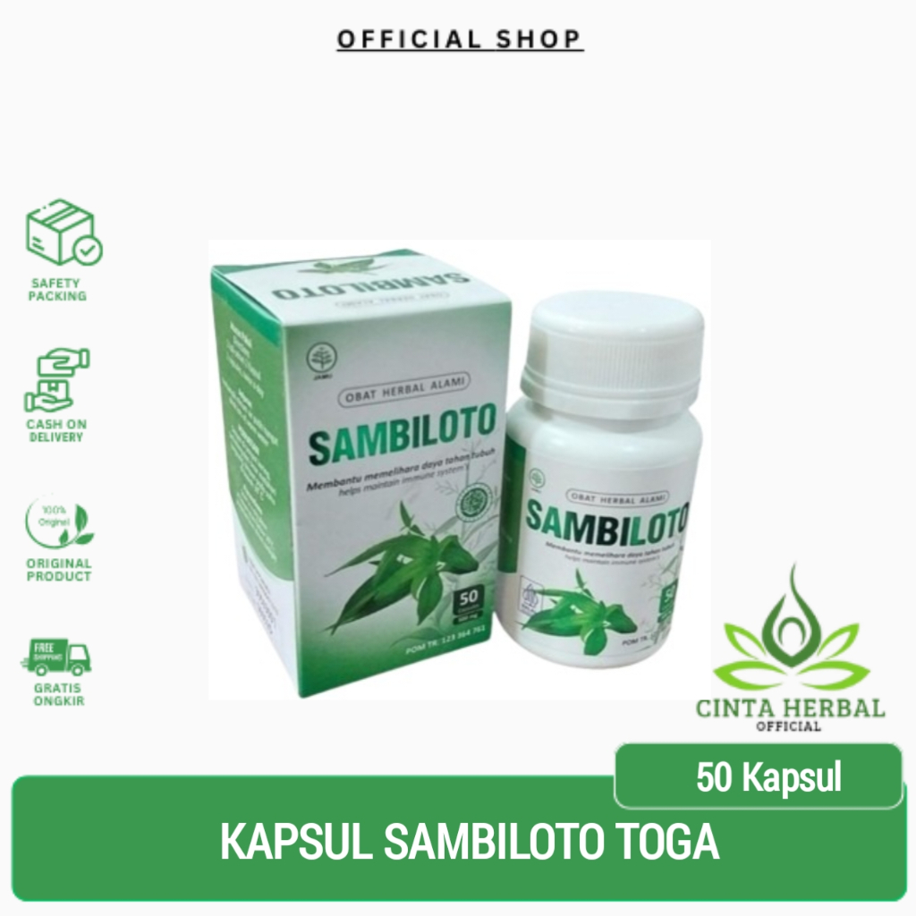 Kapsul Sambiloto Toga Nusantara | Kapsul Ekstrak Daun Sambiloto | Andrographis 50kpsl