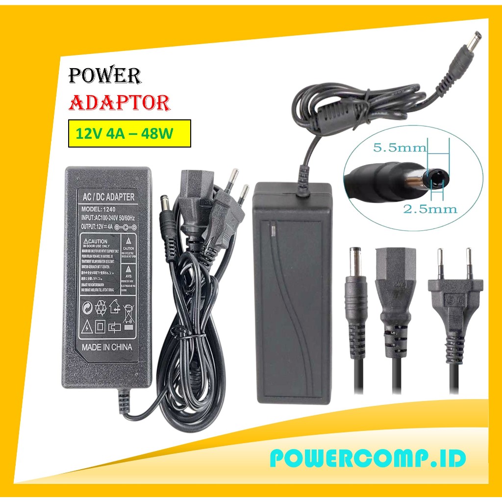 VBS 12V 4A 48W AC DC Power Supply Adapter 100-240V AC to DC 12 Volt 4 Amp Converter Transformer LED 