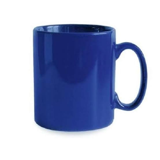 Cangkir Mug Biru Keramik Porselen Gagang Biru Tua Awet Kuat Tebal Tahan Panas 340ML Gelas Murah Saji