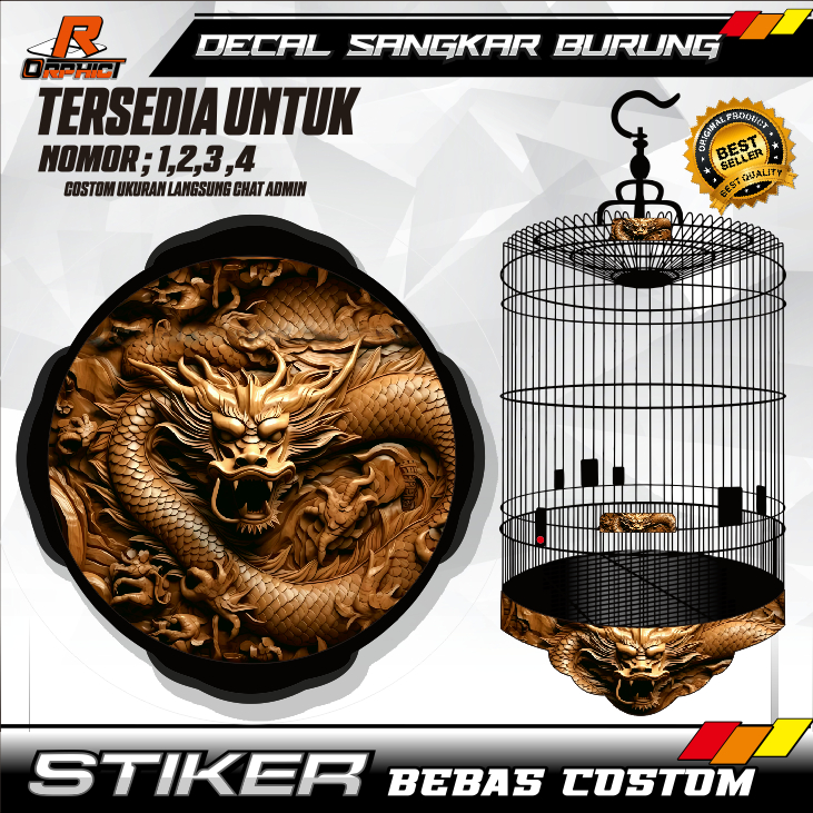 STICKER DECAL SANGKAR murai KANDANG KOTAK BULAT stiker ukir kayu jati merek ebod  oriq BNR Diamond