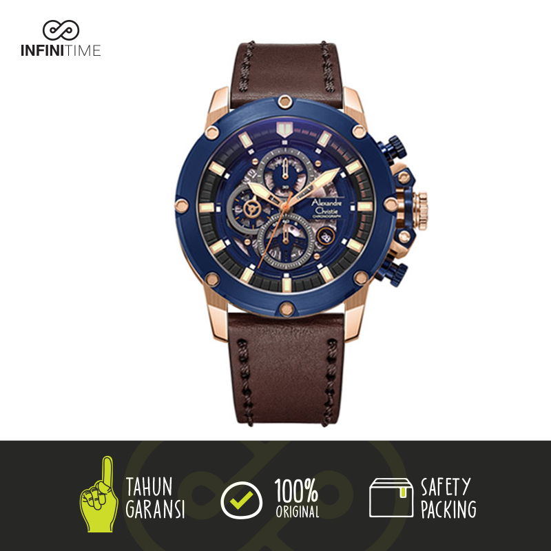 Jam Tangan Alexandre Christie AC 6416 AC 6564 Biru Rosegold Pria
