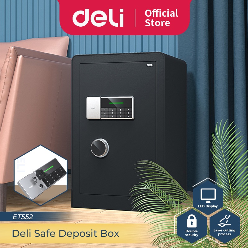 Deli Brankas Besi Digital / Digital Safe Box Double Unlocking Step LED Display ET55X