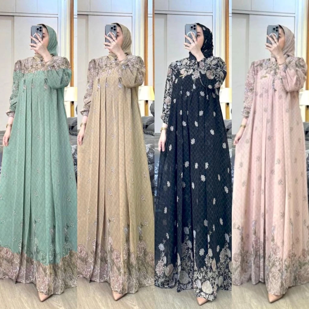 AMANDA BUTIK - Gamis set hijab arsyila dress mewah busui friendly gamis ceruti elegan setelan hijab 