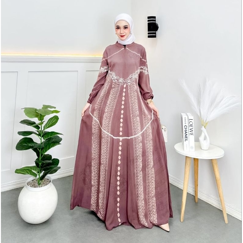 gamis twill rayon busui batik cap asli pekalongan